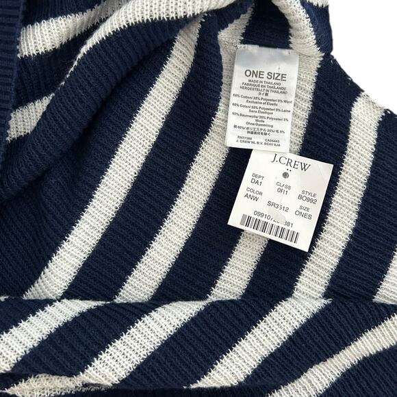 J.CREW Women's Striped‎ Relaxed fit Poncho in antique navy ivory stripe-OS - Picture 6 of 7